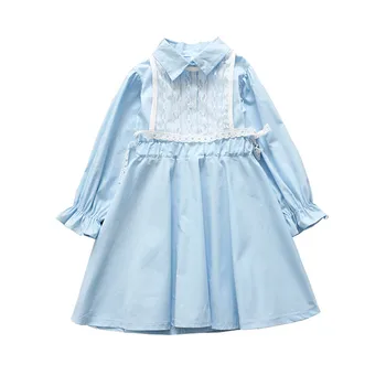 0-6 gadi Augstas kvalitātes meitene kleita 2019. gada pavasarī jauno modes gadījuma mežģīnes pilnu piedurknēm, bērnu bērnu apģērbu meitene princese kleita