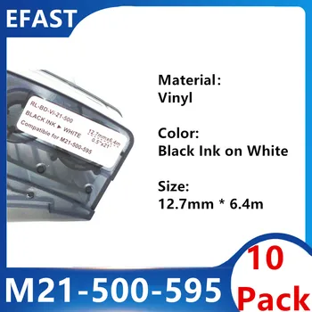 10Pack M21 500 595 Vinila Etiķetes Maker Lentes Melns Uz Balta BMP21 PLUS bmp21 LAB Printeri Label Maker 12.7 mm * 6.4 m