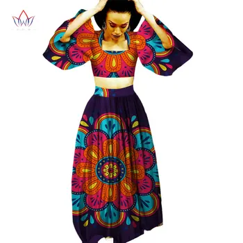 2017. gada Vasaras Maxi Dashiki Kleita Āfrikas Sieviešu Kleitas Strapless Vestidos Elegants Drukāts Apģērbu Unikālo Topi+Gara Kleita WY404