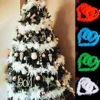 2M Pūkains Spalvu Boa Mīkstās Full Strūklas Apdares Svītru Ziemassvētki Kāzu Tērpu Posmā Cosplay DIY Ziemassvētku Eglītes Rotājumi