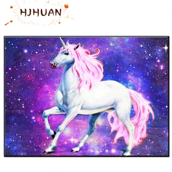 DIY 5D Zvaigžņotām debesīm, unicorn Dimanta Glezniecības Pilnībā Kārta Rhinestone Gleznas Dimanta Izšuvumi Krustdūrienā Mozaīkas Mājas Dekoru
