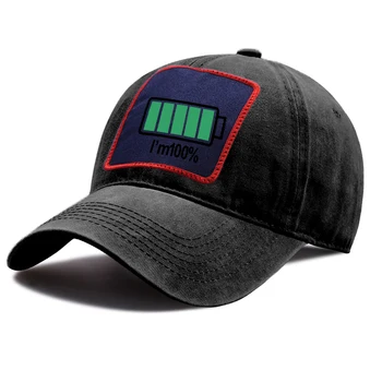 Es esmu 100% Akumulators Harajuku Drukāšanas Sporta Cepures Gadījuma Unisex Snapback Cepures Regulējams Smieklīgi Beisbola cepure Āra Hip Hop Saules Cepure