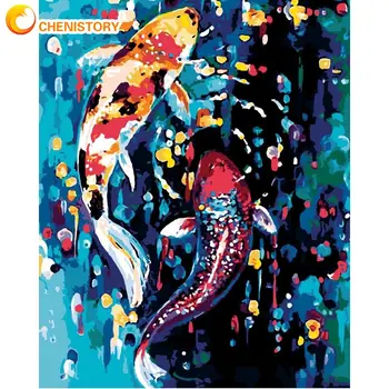 GATYZTORY Eļļas Glezna, Ko Numuri Diy Amatniecības Krāsošana Ar Numuriem karpu dzimtas zivis Numuru Krāsošana Sienas Dekori Pieaugušajiem Bērniem Uz Audekla