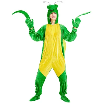 Halovīni Kostīms Jaunu Stilu Dzīvnieku Flaneļa Pidžamas Zaļā Humoru Pidžamu Dzīvnieku Posmā Valkā