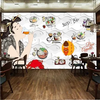 Japāņu Virtuve, Suši Restorānu Rūpniecības Sienas Dekori, Papīra 3D Baltā Grāmata-cut Mākslas Zivju formas Fona Sienas Tapetes, 3D