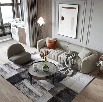 Jaunais Ķīnas Augstas Kvalitātes Tendence Mēbeļu Rūpnīcā Nordic Luksusa Ādas Nerūsējošā Tērauda Kāju Multi Seat Sofa Mēbeles, Tērpi