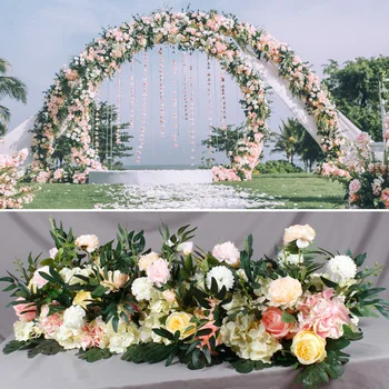Jaunā Eiropas stila peoniju ziedu rindu kāzu fona posmā, apdares lentes, ziedu logu, durvju izkārtojums simulācijas ziedu rindas