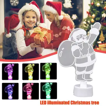 Krāsains Led Dekoratīvais Apgaismojums jaungada Produktiem Nakts, Ziemassvētku Rotājumi, Gaismas Piegādes Koku Akrila Puses Dāvanu Chri X0b0