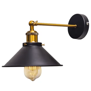 Melnā Krāsa Bēniņi Rūpniecības Sienas Lampas Vintage Gultas zemapmetuma Metāls, Abažūrs E27 Edison Spuldzes 110V/220V