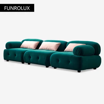 Moderns auduma dīvāns vienkārši mūsdienu Lieliem un maziem dzīvoklis tips samta matēta uz leju, dzīvojamā istaba minimālisma mēbeles