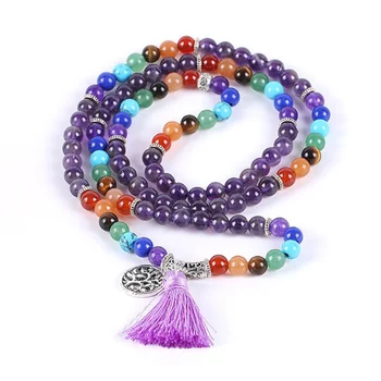 Modes Sieviešu Jogas Aproce Dabas Violeta Crystal 6mm Pērles 108 Lūgšanu Mala Dziedināšanas Koku Lifts Šarmu Aproces Rotaslietas, Vairumtirdzniecība