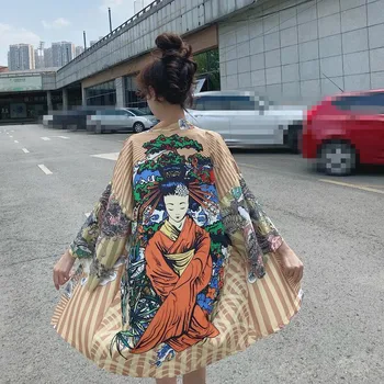 Mētelis Japāņu Kimono Vasaras Kimono Jaka Yukata Sieviete Vīrietis Vasaras Zaudēt Plānas Ārējā Apģērba Mujer Haori Jaciņa