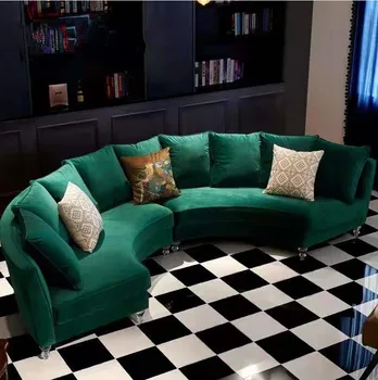 Postmodernisma Auduma Daļēji apļa Dīvāns Gaismas Luksusa Atpūtas Īpašas formas Izliektās Dīvāns Romantiska Dīvānu Komplekts Dzīvojamās Istabas Mēbeles