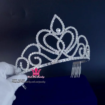 Rhinestone Vainagi Skaistums Pageant Karaliene Vidēja Līgavas Kāzu Kristāla Galvu Princese Jaukas Meitenes Puses Parādīt Balli Hairwear