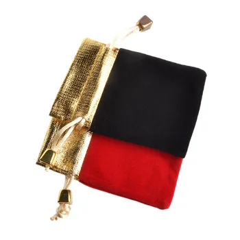 Sarkans/Melns aukliņu samta maisiņš kabatā skatīties dāvanas 7*9cm TPB045
