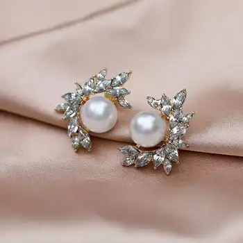 Sudraba adatu jaunu sirdi pērļu auskari modes buduārs kulons gaismas luksusa universāls dieviete temperaments gem auskari