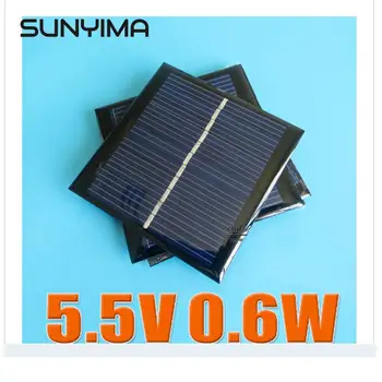 SUNYIMA 5GAB 0,6 W 5.5 V 90mA 65*65MM Polikristālu Saules Paneļu Lādētājs, Saules baterijas, Akumulatora Uzlādes Sunpower Saules bateriju Mājas