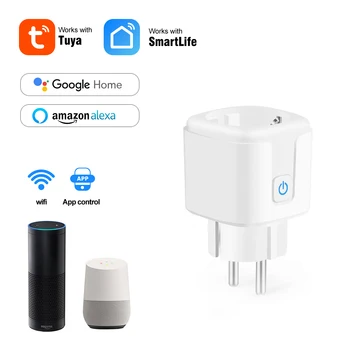 WiFi Smart Plug，16A ES Standarta WiFi Kontaktligzda ar Enerģijas Monitoru，Tuya Smart Dzīves APP Kontroles Darbus Ar Alexa, Google Home