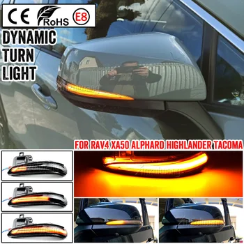 1Pair LED Dinamiskais Pagrieziena Signāla Gaismu Sānu Spoguļu Lampas Toyota Alphard Vellfire Tacoma N300 RAV4 XA50 Highlander XU70 2020